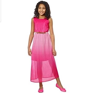 Paper doll Fushia pink braided belt dress Girls 14